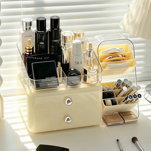 化妆品收纳盒桌面高级感大容量梳妆台口红护肤品化妆刷台面置物架