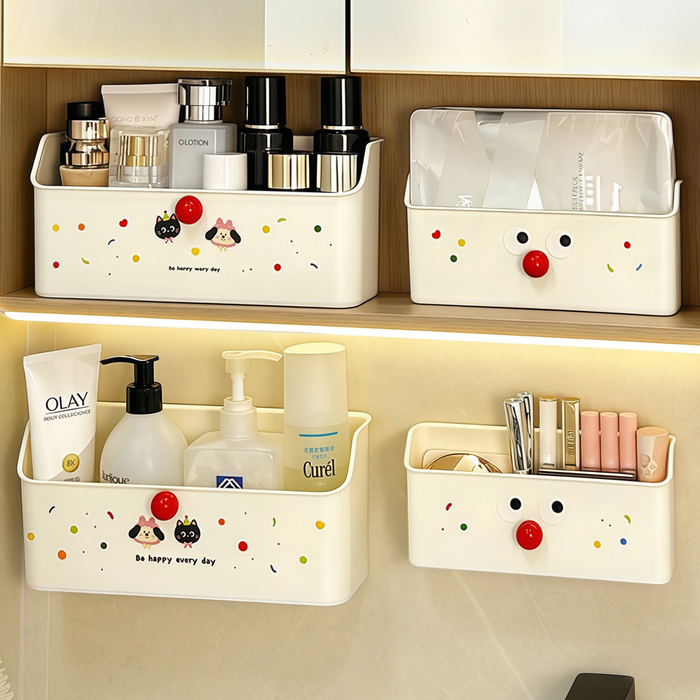 卫生间镜柜收纳盒壁挂式浴室柜内口红面膜化妆品整理盒下挂置物架,收纳整理,镜柜收纳盒,淘宝优惠券,粉丝福利购,淘宝优惠卷