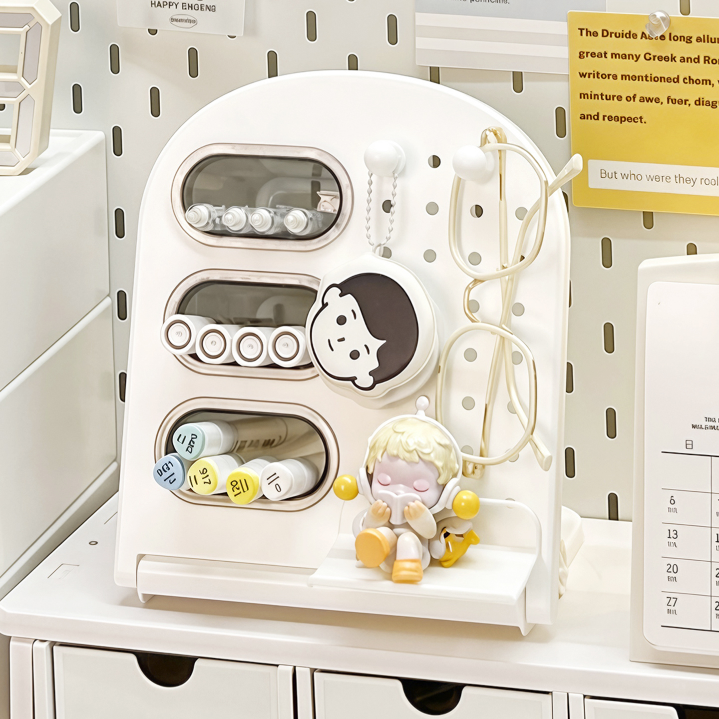 笔筒收纳盒桌面斜插式学生儿童书桌洞洞板置物架办公室文具整理盒