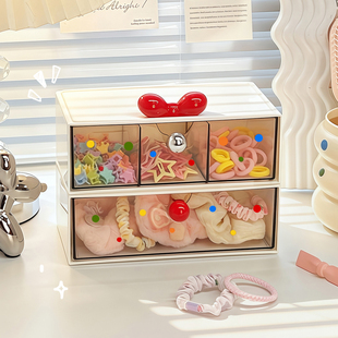 儿童发饰收纳盒抽屉式宝宝发圈头绳皮筋发夹分格置物架可爱首饰盒