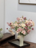 高温陶瓷花瓶 厚重奶油Lenox平替可水培洋牡丹玫瑰居家简约摆件