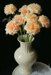 高温陶瓷花瓶中古奶油复古法式陶瓷22cm可水培鲜花多头玫瑰百合