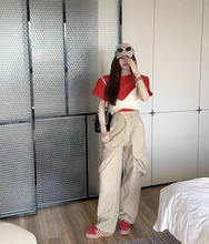 MH家 2025春季新款韩版时尚百搭垫肩短袖T恤女白色系绳针织背心