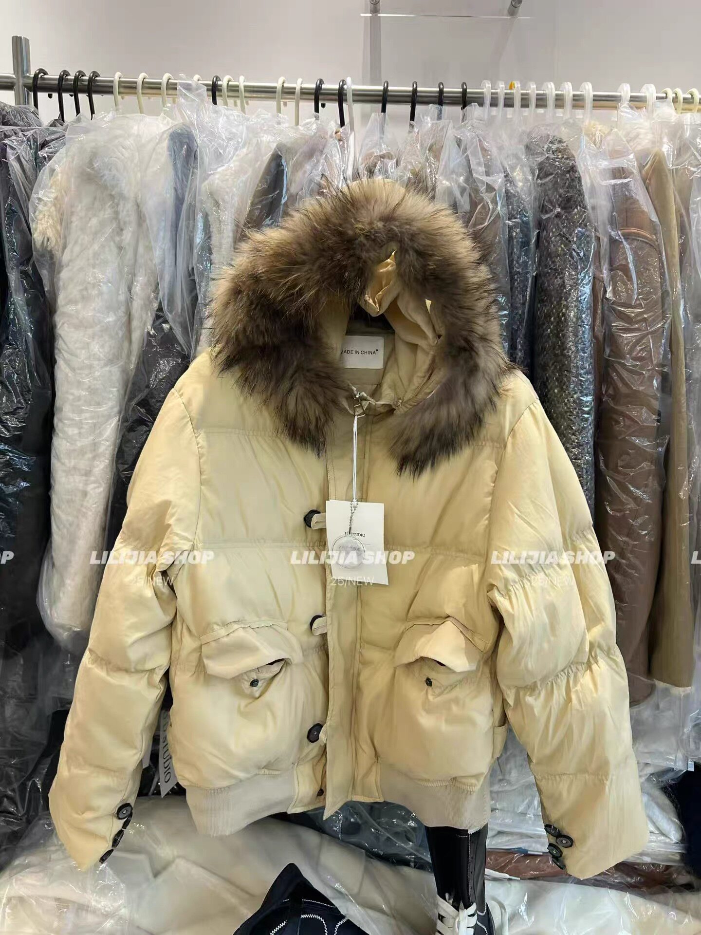 MH家 2025新款小众设计感韩版大毛领羽绒服女宽松羽绒服外套