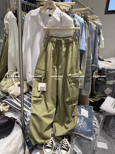 2026新款 裤 韩版 百搭显瘦松紧腰抽绳拉链口袋休闲工装 时尚 MH家