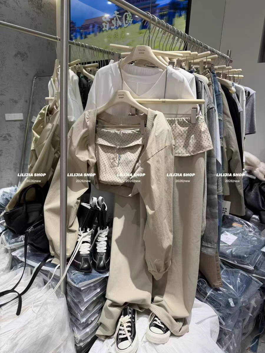 MH家 2026新款韩版时尚百搭显瘦高级感气质波点抹胸三件套套装