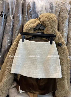 MH家 2025秋冬新款韩版宽松显瘦百搭编织毛呢高腰显瘦半身裙女