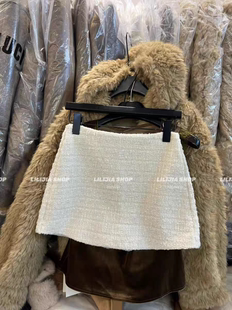 MH家 2025秋冬新款韩版宽松显瘦百搭编织毛呢高腰显瘦半身裙女