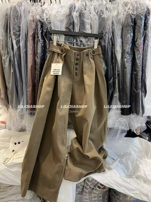 MH家 2025年新款秋冬新品阔腿裤女气质单排扣褶裥设计裤长裤