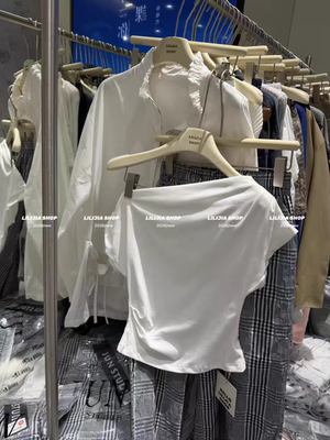 MH家 2026夏季新款韩版时尚气质拉肩侧收腰褶皱短袖T恤女