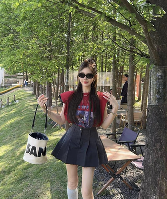 MH家 2025夏季新款韩版时尚百搭显瘦字母印花短袖T恤女宽松上衣