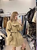 立领时尚 MH家 韩版 新款 宽松腰带百搭外套 风衣外套女2025秋季