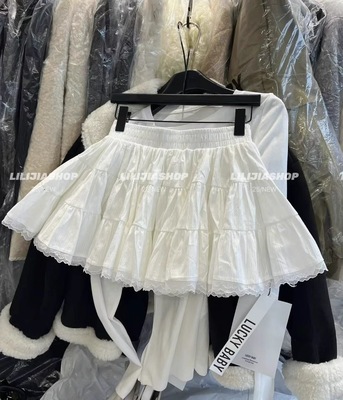 MH家 2025秋冬新款韩版时尚百搭宽松显瘦蕾丝花边半身裙短裙女