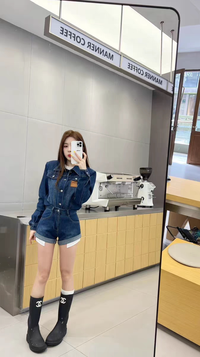 MH家 复古垫肩掐腰时尚牛仔套装美式牛仔短裤外套2026春季新款