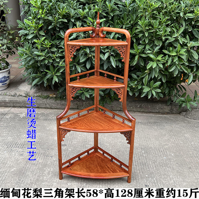 红木边角柜大果紫檀三角柜花梨木斜角储物柜客厅收纳墙角柜置物架
