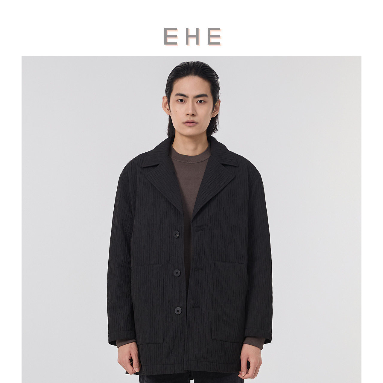 EHE男装90%白鸭绒条纹压褶翻驳领保暖中长羽绒服男冬季新款,男装,羽绒服,淘宝优惠券,粉丝福利购,淘宝优惠卷