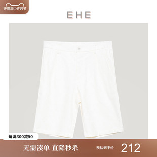 夏季 新款 白色棉质提花直筒时尚 子 EHE男装 精致休闲短裤 男裤