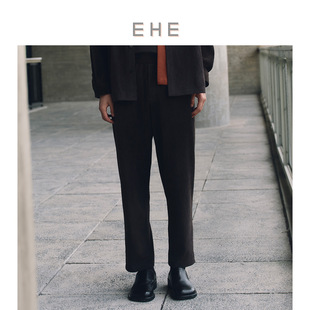 树纹肌理松紧腰保暖直筒落裆廓形休闲裤 新款 男 秋季 EHE男装
