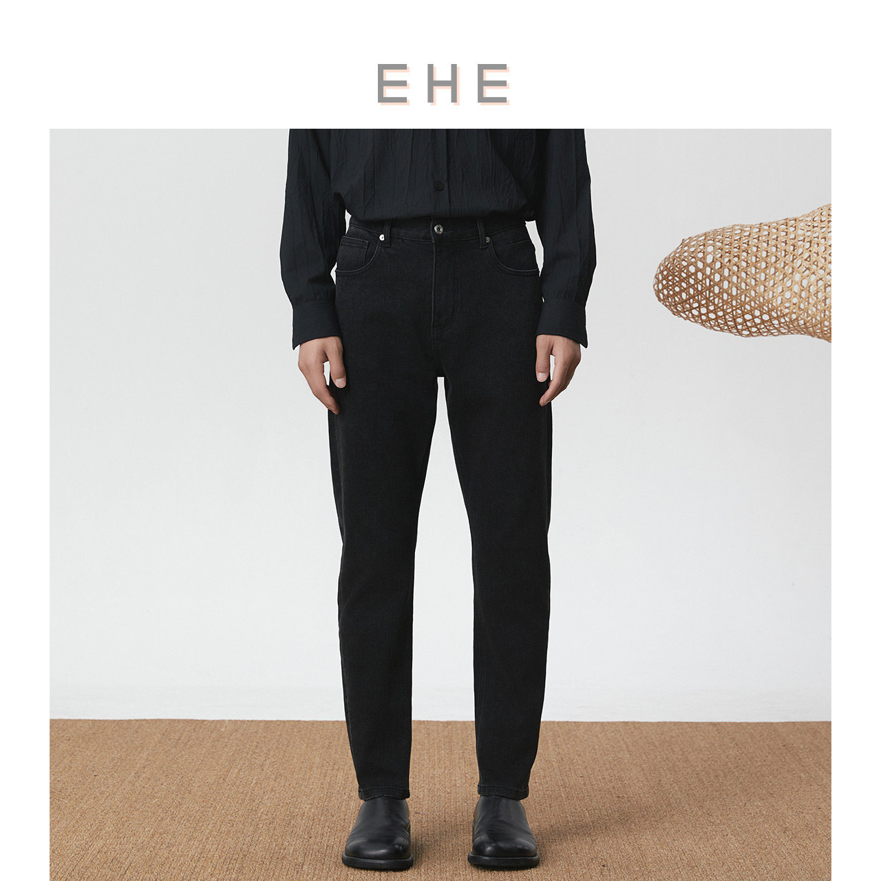 EHE男装 磨毛薄绒经典五袋休闲通勤加绒牛仔裤男冬季新款,男装,牛仔裤,淘宝优惠券,粉丝福利购,淘宝优惠卷