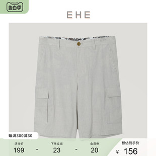 夏季 新款 原创设计工装 子 EHE男装 风亚麻混纺休闲短裤 男裤