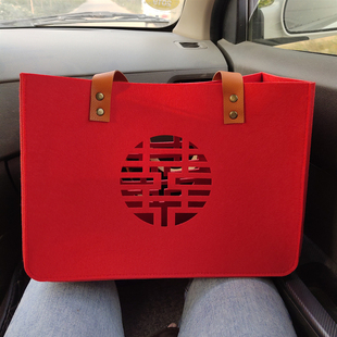 定做手提回礼袋结婚送礼双喜袋镂空毛毡喜糖袋节日礼品袋可加logo