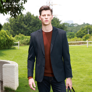 【专柜同款】迪仕尼奴男西装外套英伦商务西服纯色休闲外套西单男