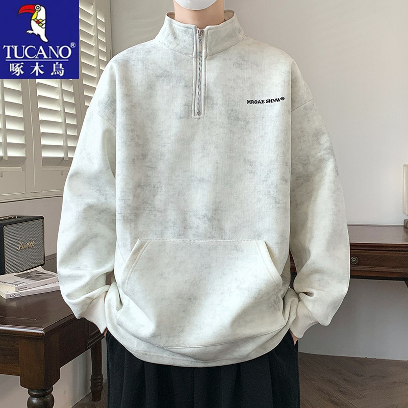 啄木鸟美式半拉链卫衣外套