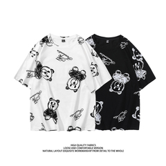 Large size neutral short sleeve cartoon printing summer T-shirt tide brand high quality pure cotton