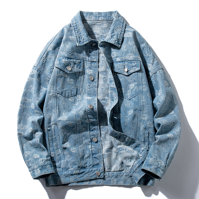 Off season new men's casual jacket trend falling shoulder sleeve Hong Kong Style denim jacket