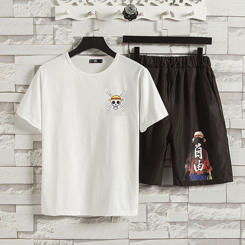 新款套裝潮牌圓領短袖恤短褲韓版寬鬆潮百搭一套