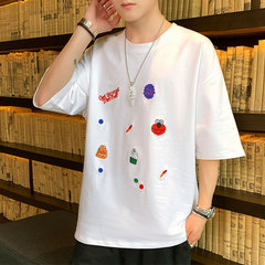 21 summer new pure cotton large size printing couple, male and female, short sleeve T-shirt, loose top