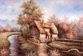 两盒包邮香港图美TOMAX300片油画智力拼图河边农舍