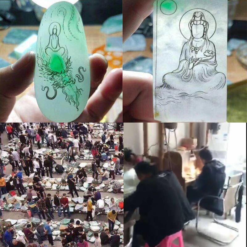 缅甸天然翡翠18k镶嵌观音平安扣