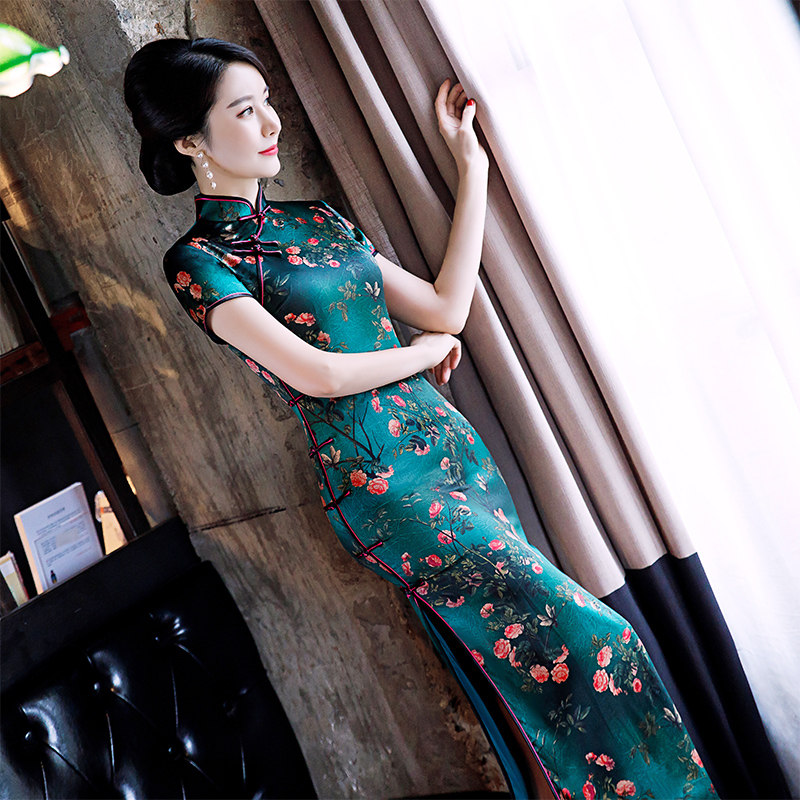 民国风素雅真丝旗袍女2026年新款桑蚕丝改良年轻妈妈洋气高贵大牌