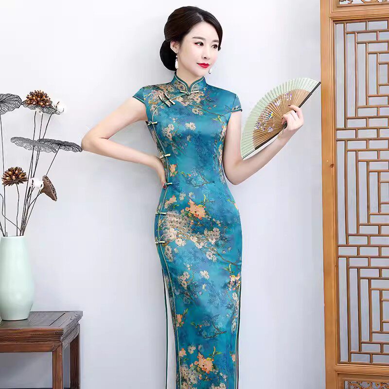 张曼玉同款旗袍复古中国风2026新中式长款夏加大码显瘦高贵妈妈装