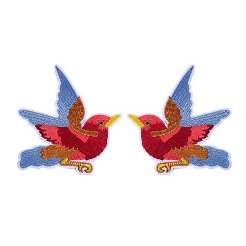 涅槃凤凰翠鸟小鸟刺绣布贴绣花对称图案衣服裤子破洞装饰补丁 - 封面