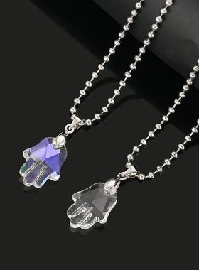 玻璃水晶棱镜吊坠法蒂玛手掌项链