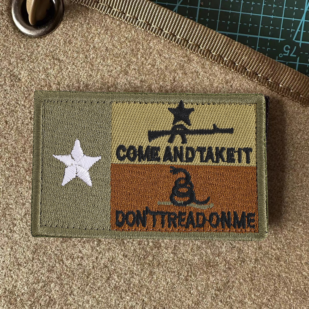 迷彩军迷士气德克萨州个性刺绣魔术贴户外配饰臂章服装背包补丁贴