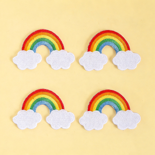 彩虹云朵刺绣布贴可爱童趣补丁贴可熨烫DIY衣服帽子背包百搭装 饰
