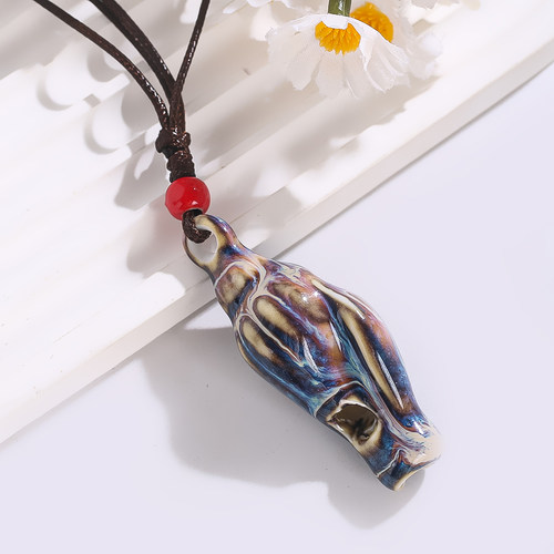 陶瓷口哨色釉海螺花纹窑变哨子