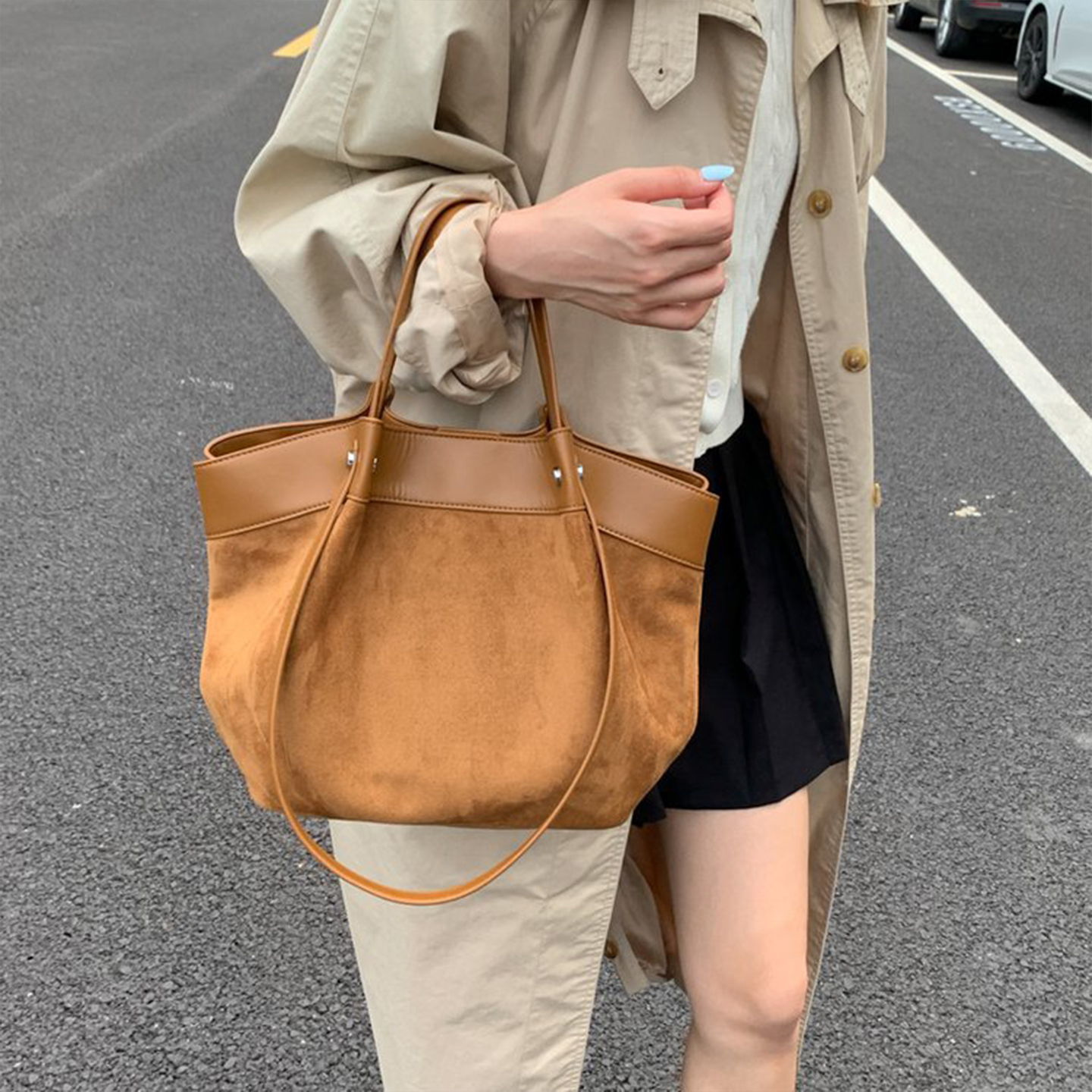 木惜磨砂质感大容量通勤托特包