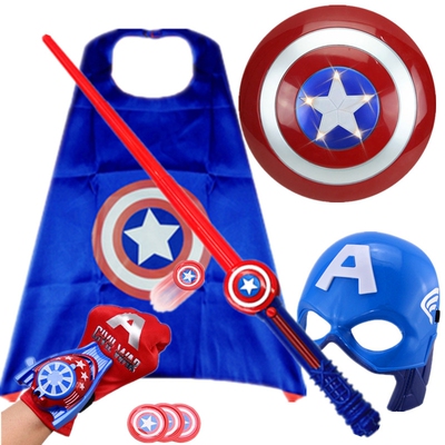 儿童美国队长盾牌声光宝剑披风