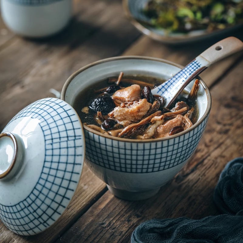 三分陶瓷韩式手绘盖碗