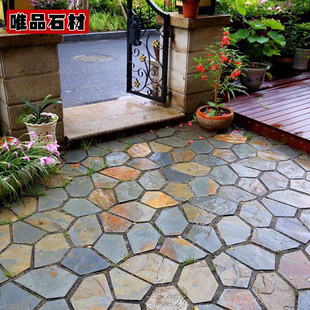 天然青石板冰裂纹网贴石庭院砖墙面防滑地砖花园广场户外地砖别墅