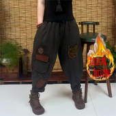 妈妈裤 秋冬新款 灯笼裤 宽松大码 复古休闲 民族风重工刺绣水洗牛仔裤