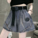 a字热裤 牛仔短裤 子薄款 宽松显瘦高腰ins毛边阔腿裤 女春夏2025新款