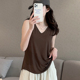 莫代尔V领背心女薄内搭吊带衫 无袖 纯色打底衫 春夏季 宽松上衣大码