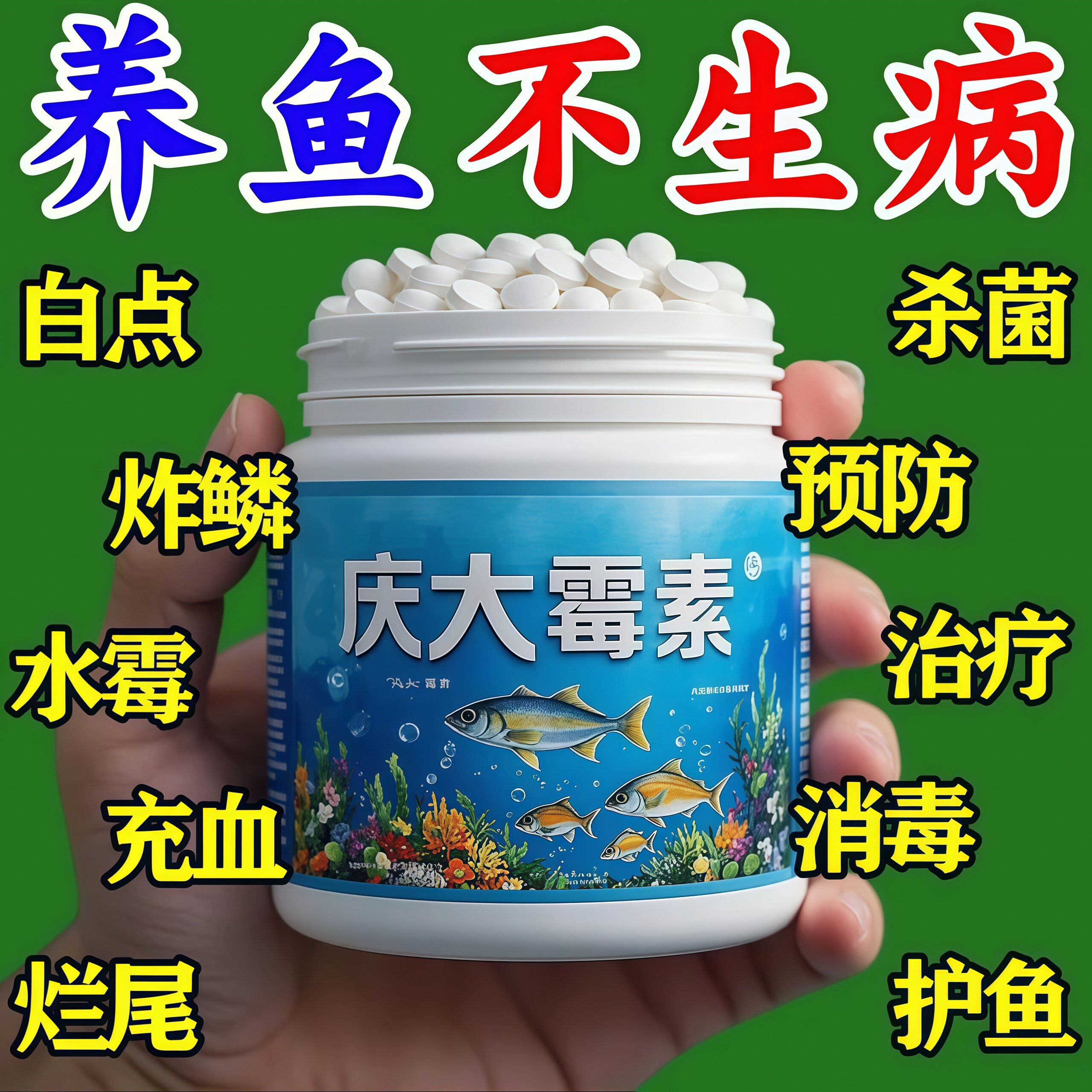 庆大霉素鱼病专用药烂身烂尾白点毛掉磷蒙眼杀菌消炎康复鱼缸净水