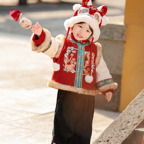 男童拜年服2026新款冬装男宝新年衣服中式唐装汉服儿童喜庆过年服