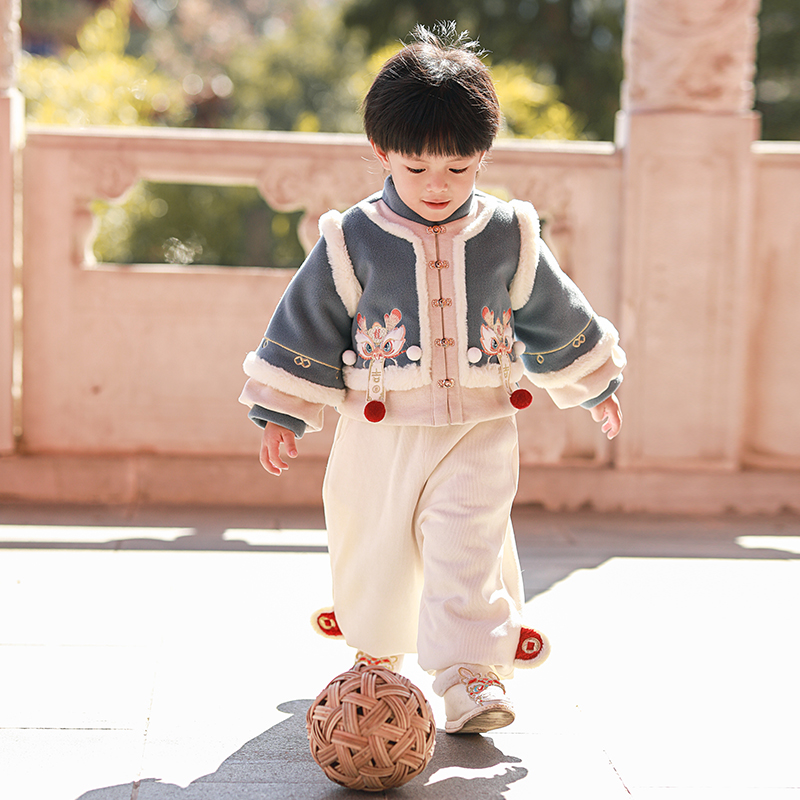 喜庆新年装男宝宝加绒中国风汉服